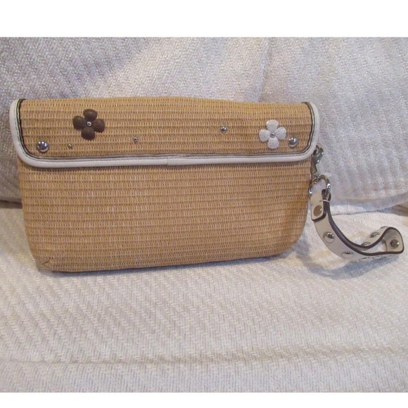 Coach Natalie Limited Edition Tea Rose Floral Straw Clutch, EUC - Picture 2 of 10